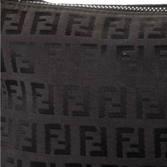 100% authentic Fendi Black Zucchino Canvas Pochette Baguette - Picture 3 of 5